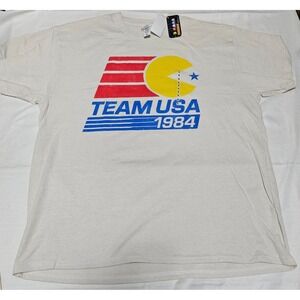 Brisco Brands PacMan Team USA 1984 T-shirt Crew Neck Retro Gamer Tee Mens XL NWT